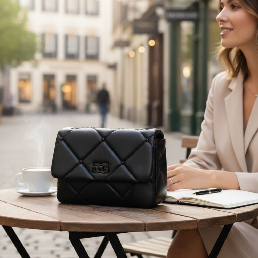 Gilda Paris Black Quilted Crossbody NWT